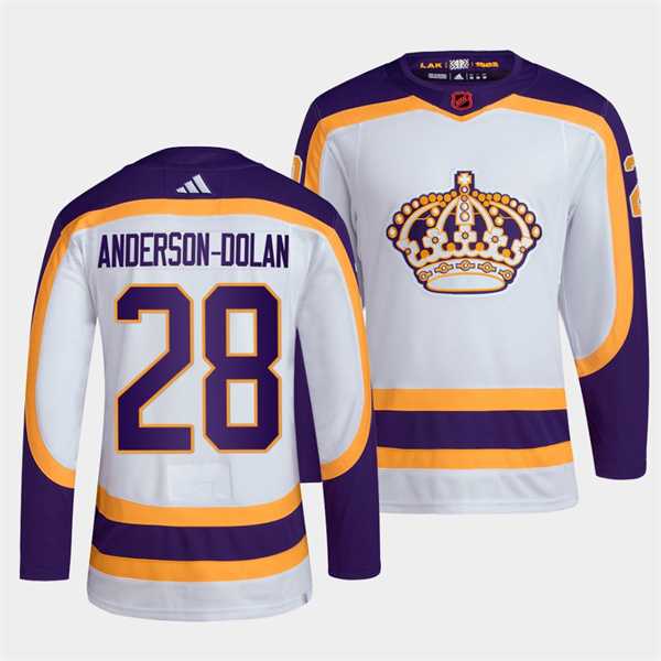 Men%27s Los Angeles Kings #28 Jaret Anderson-Dolan White 2022 Reverse Retro Stitched Jersey Dzhi->toronto maple leafs->NHL Jersey